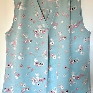 Floral Sleeveless Top - Blue